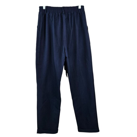 Grace Karin Womens High Waist Pants Size Medium Belt Fold-Up Leg Opening Navy - Picture 5 of 11